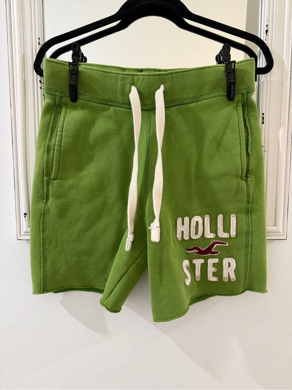 Hollister Green Drawstring Logo Knit Shorts
